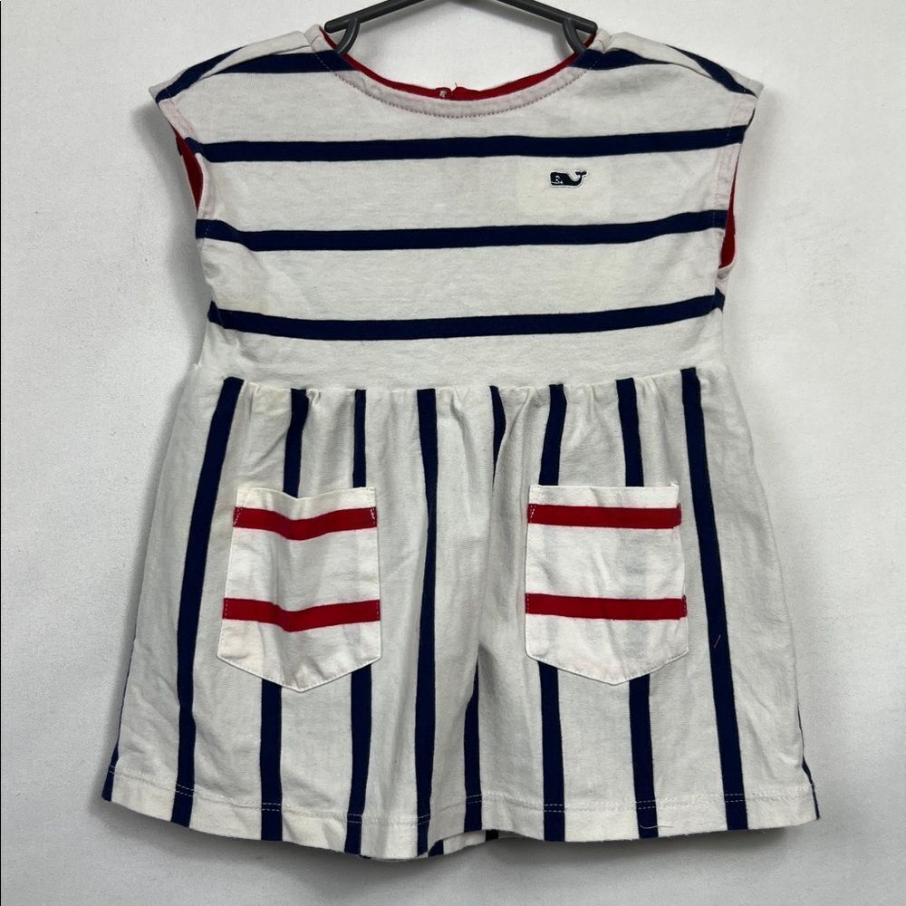 Vineyard Vines Navy and Red Striped Baby dress size 6-9 months